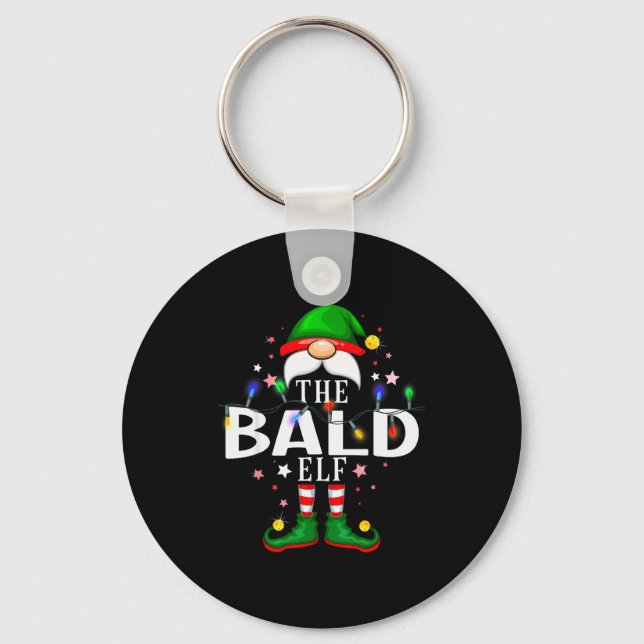 The Bald Elf Christmas Family Pajama Party  Key Ring (Front)