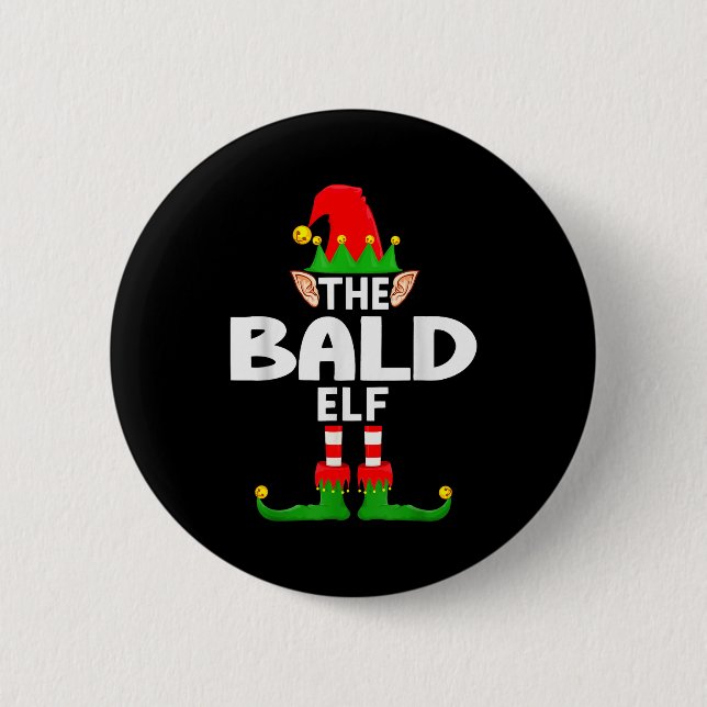 The Bald Elf Family Christmas Pajama Party  6 Cm Round Badge (Front)