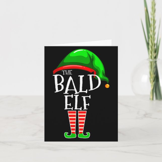 The Bald Elf Family Matching Group Christmas Gift  Card (Front)