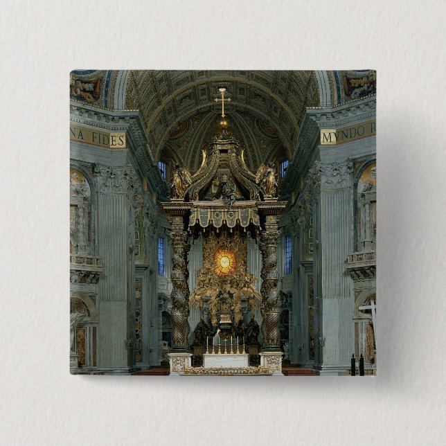 The Baldacchino, the high altar and the chair 15 Cm Square Badge (Front)