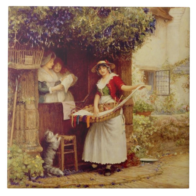 The Ballad Seller, 1902 (oil on board) Tile (Front)