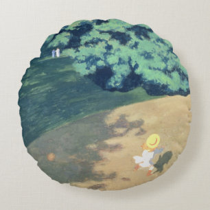 The Balloon or Corner of a Park with a Child Round Cushion