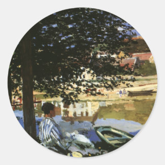 The Bank of the Seine, Bennecourt by Claude Monet Classic Round Sticker