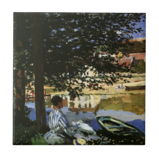 The Bank of the Seine, Bennecourt by Claude Monet Tile