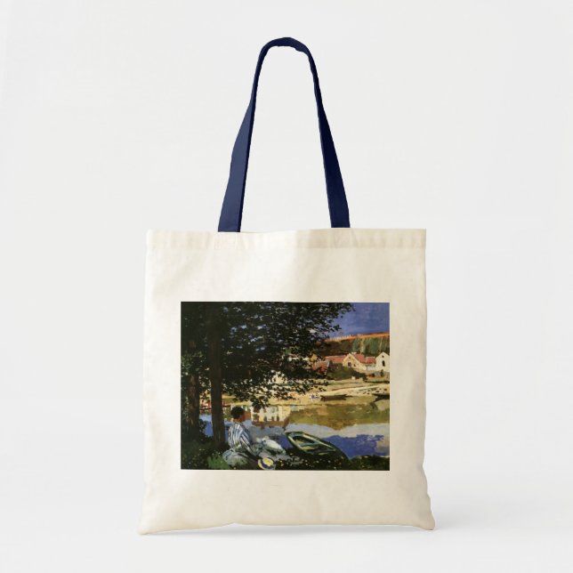 The Bank of the Seine, Bennecourt by Claude Monet Tote Bag (Front)
