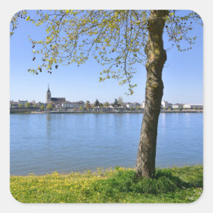 The banks of the Loire at Saumur Postcard Square Sticker