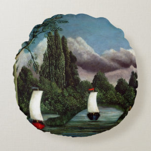 The Banks of the Oise, 1905 (oil on canvas) Round Cushion