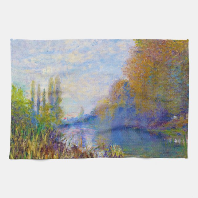 The Banks of The Seine in Autumn Claude Monet Tea Towel (Horizontal)