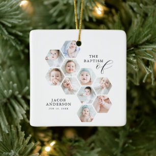 The Baptism  Modern 10 Photo Collage Ceramic Ornament