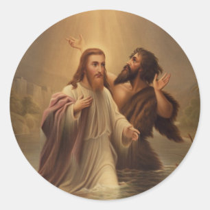 The Baptism of Christ by James Fuller Queen 1873 Classic Round Sticker