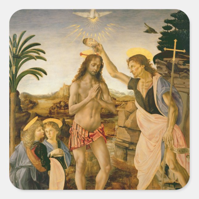 The Baptism of Christ by John the Baptist Square Sticker (Front)