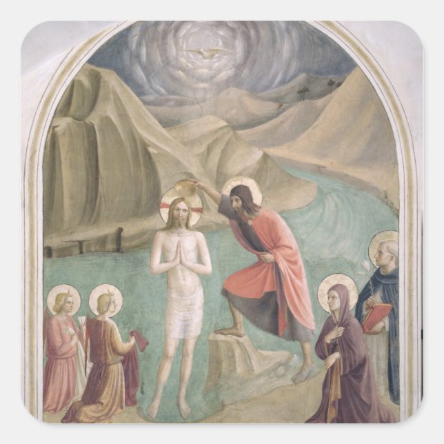 The Baptism of Christ, c.1438-45 (fresco) Square Sticker (Front)