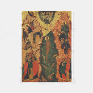 The Baptism of Jesus Christ Byzantine icon Fleece Blanket