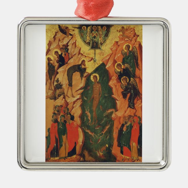 The Baptism of Jesus Christ Byzantine icon Metal Tree Decoration (Front)
