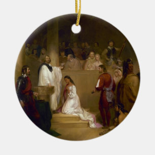 The Baptism of Pocahontas by John Gadsby Chapman Ceramic Tree Decoration