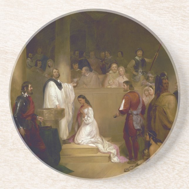 The Baptism of Pocahontas by John Gadsby Chapman Coaster (Front)