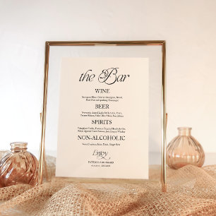 The Bar Elegant Calligraphy Wedding Bar Menu Sign