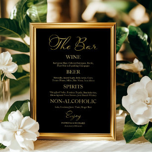 The Bar Elegant Calligraphy Wedding Bar Menu Sign