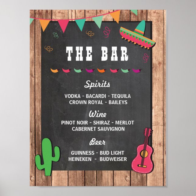 The Bar Fiesta Party Event Sign Engagement Shower (Front)