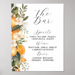 The Bar Floral Wedding Florals Oranges Citrus Poster