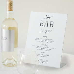 The Bar Is Open   Wedding Bar Menu Pedestal Sign