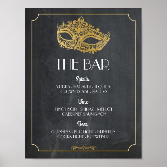 The Bar Masquerade Poster Sign Wedding Reception Zazzle Co Uk