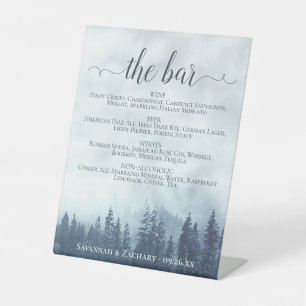 The Bar - Misty Blue Pines Drinks Menu Wedding Pedestal Sign