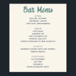 The Bar Quirky Handwriting Wedding Drinks Menu Poster<br><div class="desc">Handwriting Retro Green Blue Wedding Bar Menu Poster Sign</div>
