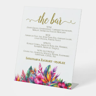 The Bar - Tropical Garden Drinks Menu Wedding Pedestal Sign