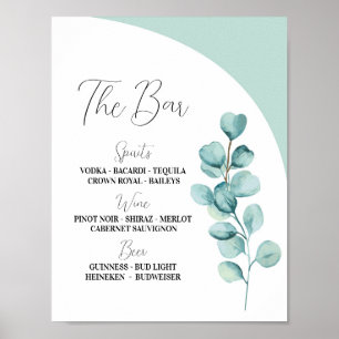 The Bar Wedding Eucalyptus Leaves Wedding Mint Poster