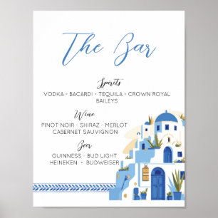 The Bar Wedding Santorini Greece Blue White Poster