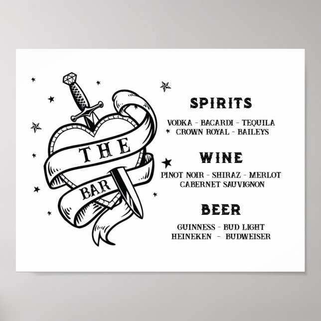 The Bar Wedding Traditional Tattoo Heart Rock Poster (Front)