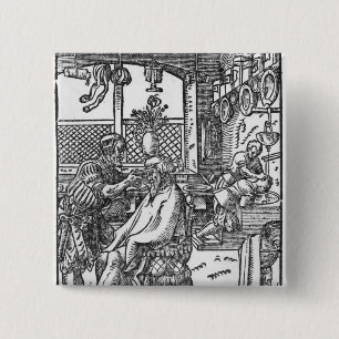The Barber 15 Cm Square Badge