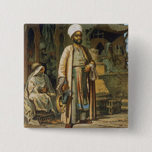 The Barber, from 'Souvenir of Cairo', 1862 (litho) 15 Cm Square Badge