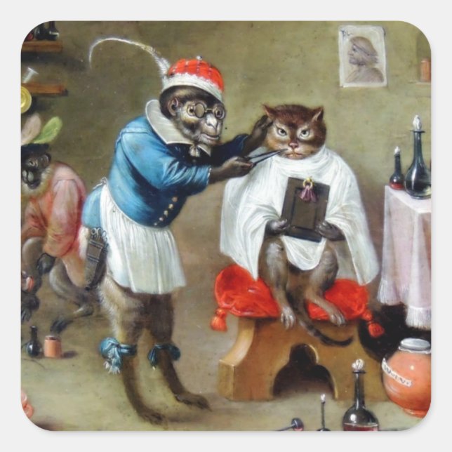 The Barber Monkey Square Sticker (Front)