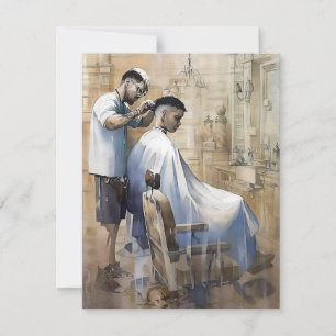 The Barbershop In Watercolors Holiday Card