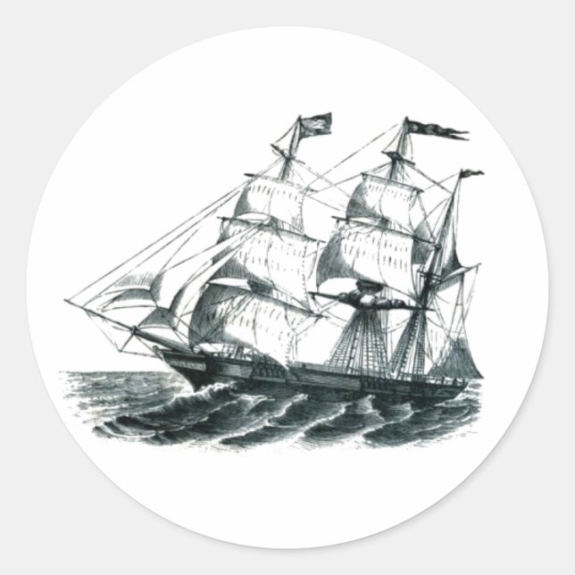 The Bark "Florida" Sailing Ship Bookmark Classic Round Sticker (Front)