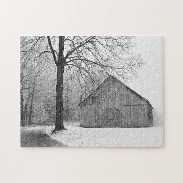 The  Barn Early Winter Snow Jigsaw Puzzle (Horizontal)