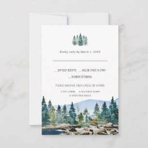 The Barn on Pemi Watercolor RSVP w/Meal Choice Card