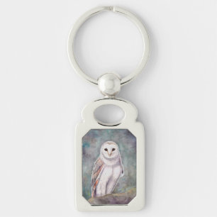 The Barn Owl Wildile Watercolor Art Key Ring