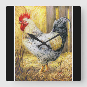 The Barn Rooster Square Wall Clock
