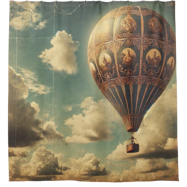 🎈 The Baroque Ascent – Surrealist Dreamscape Shower Curtain (Front)