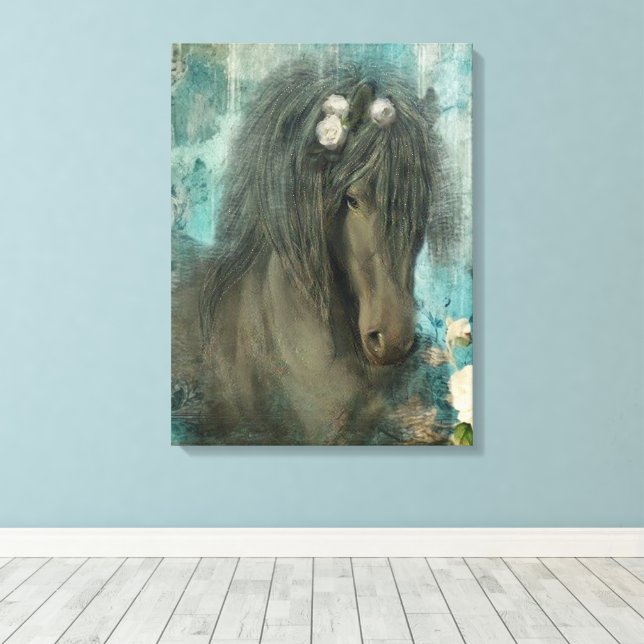 The Baroque Friesian - Wrapped Canvas (Insitu(Wood Floor))