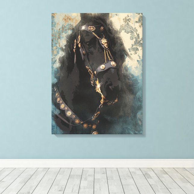 The Baroque Friesian - Wrapped Canvas (Insitu(Wood Floor))