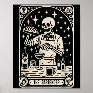The Bartender Tarot Card Halloween Mixologist Barm Poster