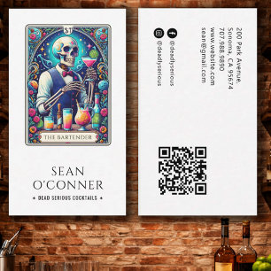 The Bartender Tarot Skeleton QR Business Card