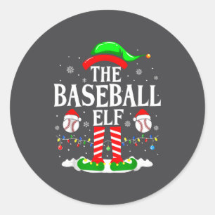 The Baseball Elf Funny Christmas Srt Lovers Xmas E Classic Round Sticker