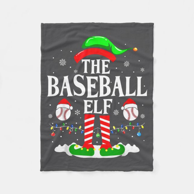 The Baseball Elf Funny Christmas Srt Lovers Xmas E Fleece Blanket (Front)