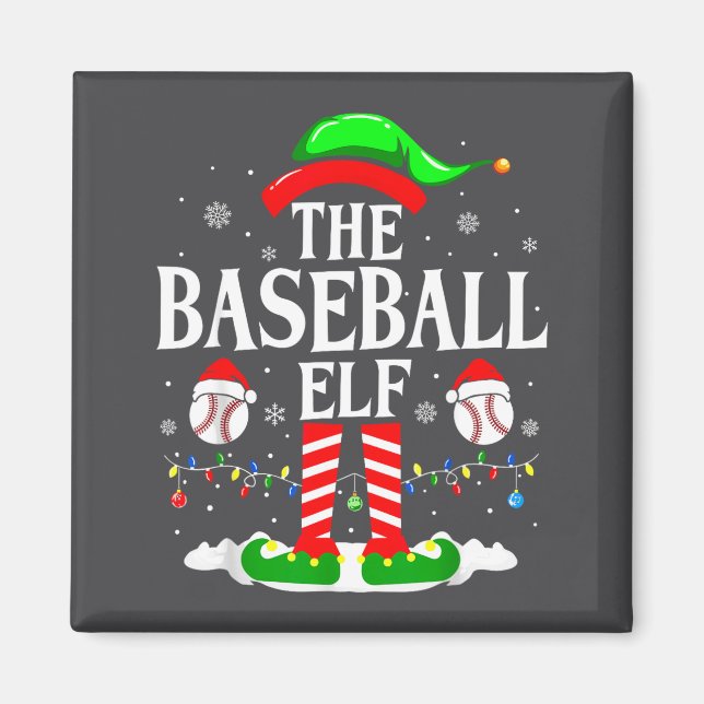 The Baseball Elf Funny Christmas Srt Lovers Xmas E Magnet (Front)