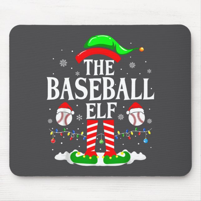 The Baseball Elf Funny Christmas Srt Lovers Xmas E Mouse Mat (Front)